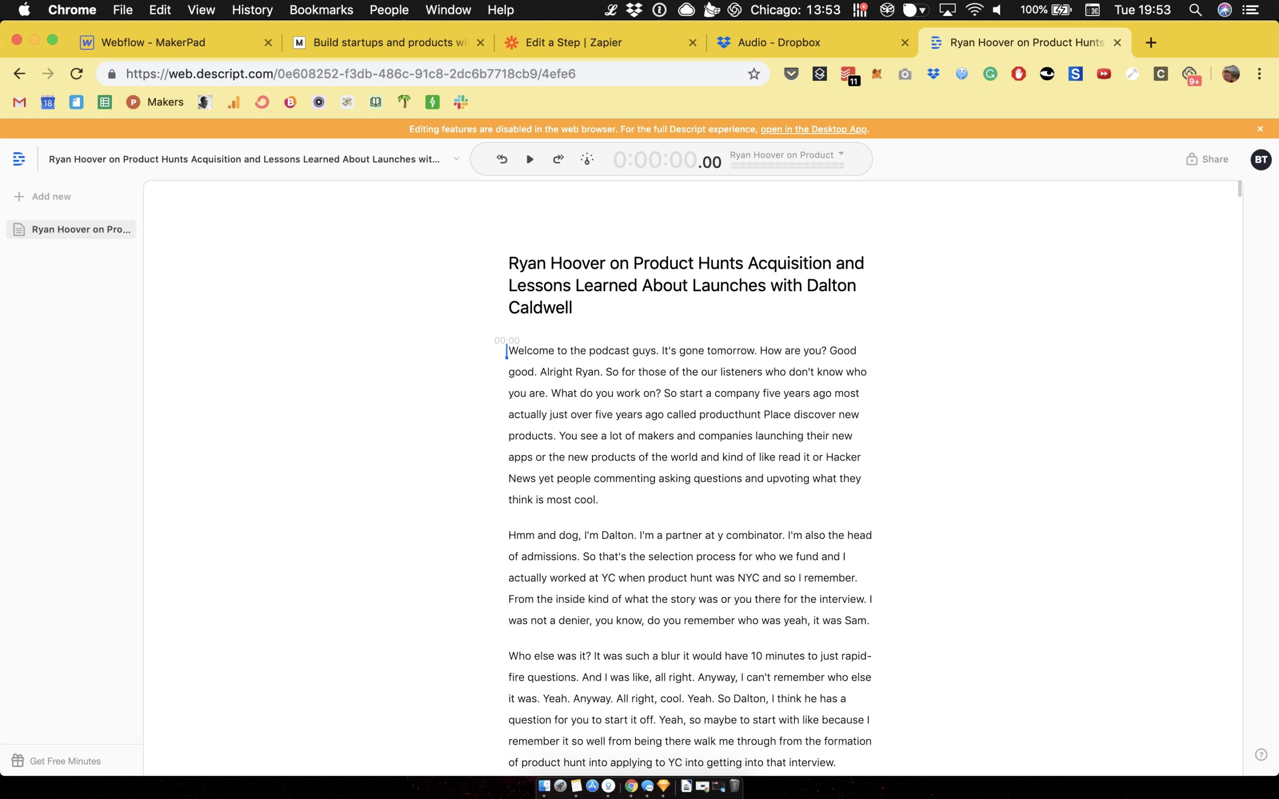 Automated Transcription From a Dropbox File